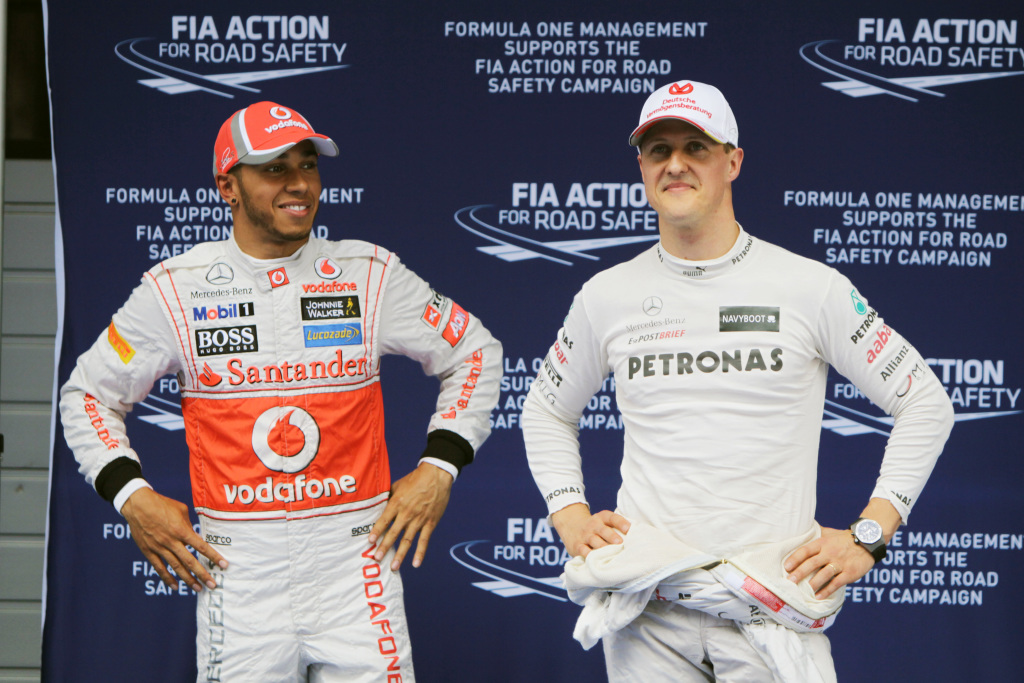 Lewis Hamilton with Michael Schumacher