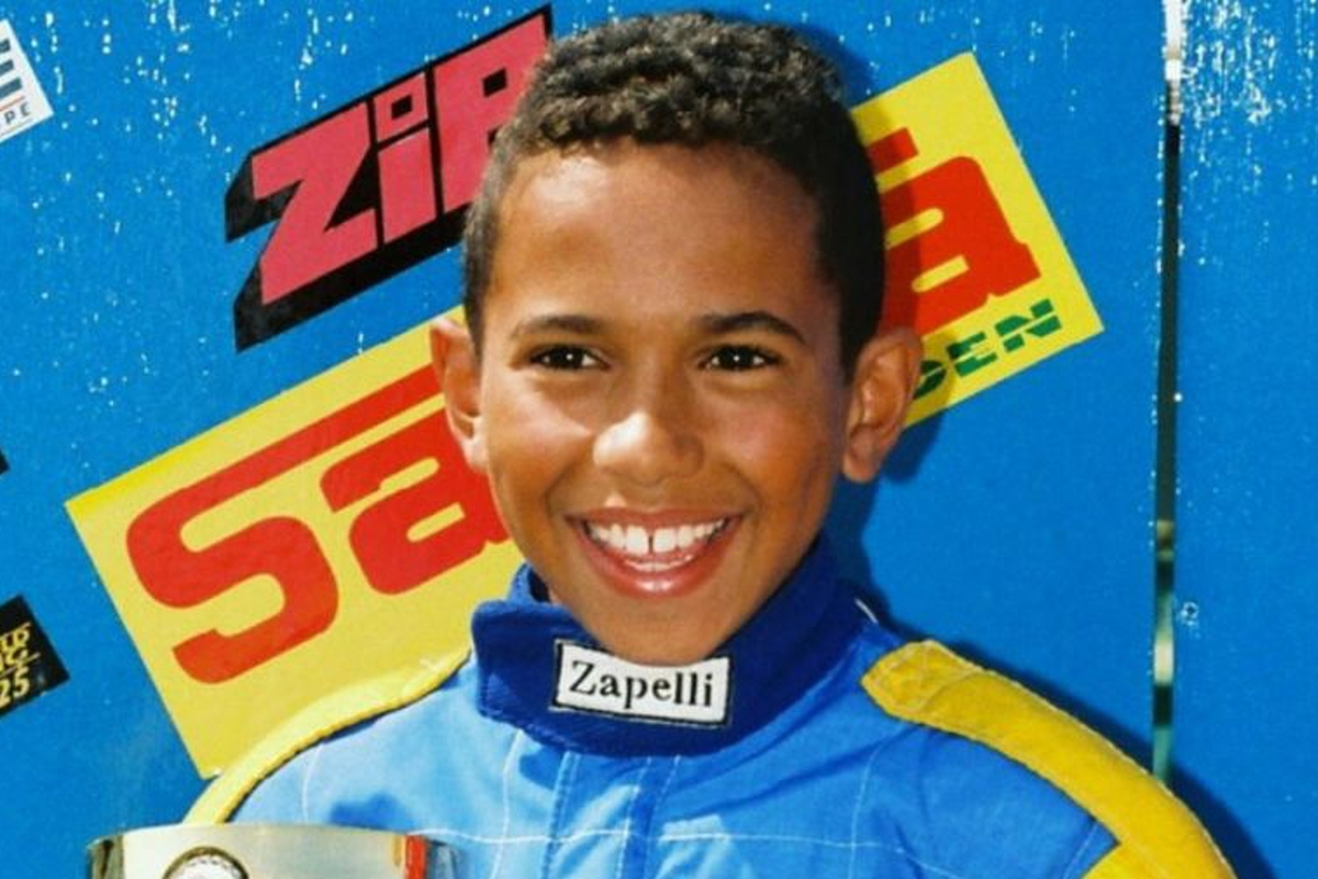 Young Lewis Hamilton at a karting competition 
