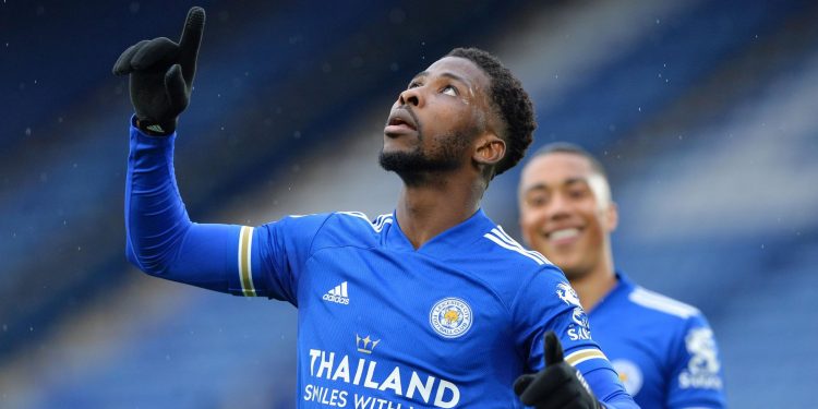 Iheanacho Kelechi celebrating goal for Leicester City