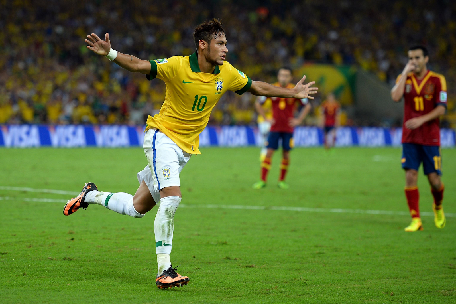 Neymar celebrating against Spain