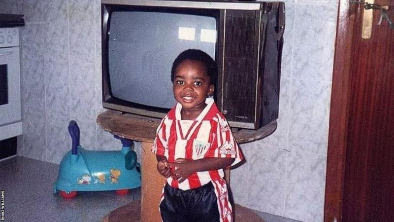 Inaki Williams wearing the Athletic Bilbao jersey as a kid