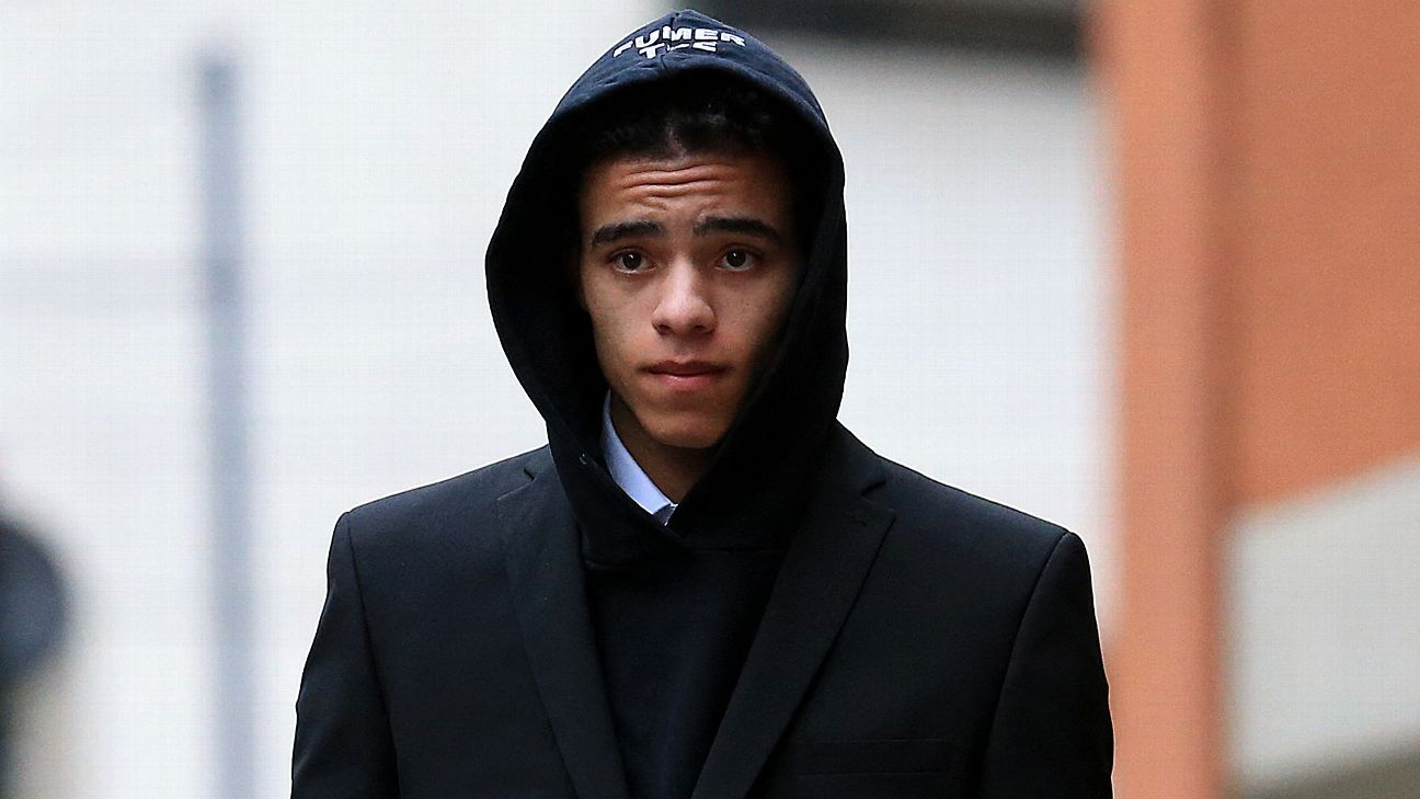 Mason Greenwood going to court in a black hoodie