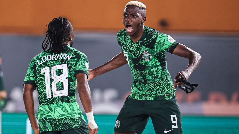 Victor Osimhen celebrates goal with Ademola Lookman