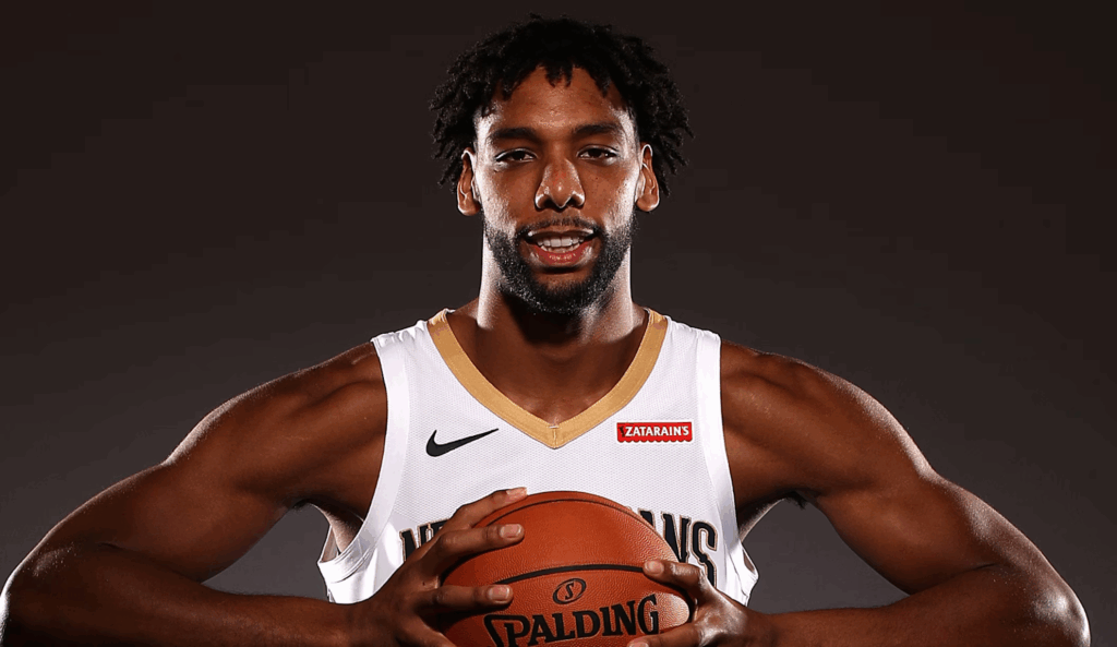 Jahlil Okafor poses during a media photoshoot
