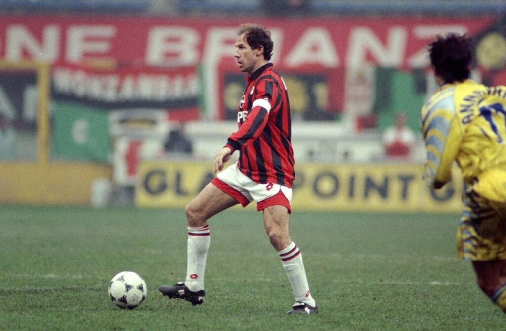 Franco Baresi holding unto the ball in the 80's while playing for AC Milan