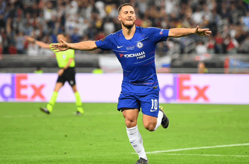 Eden Hazard playing for Chelsea