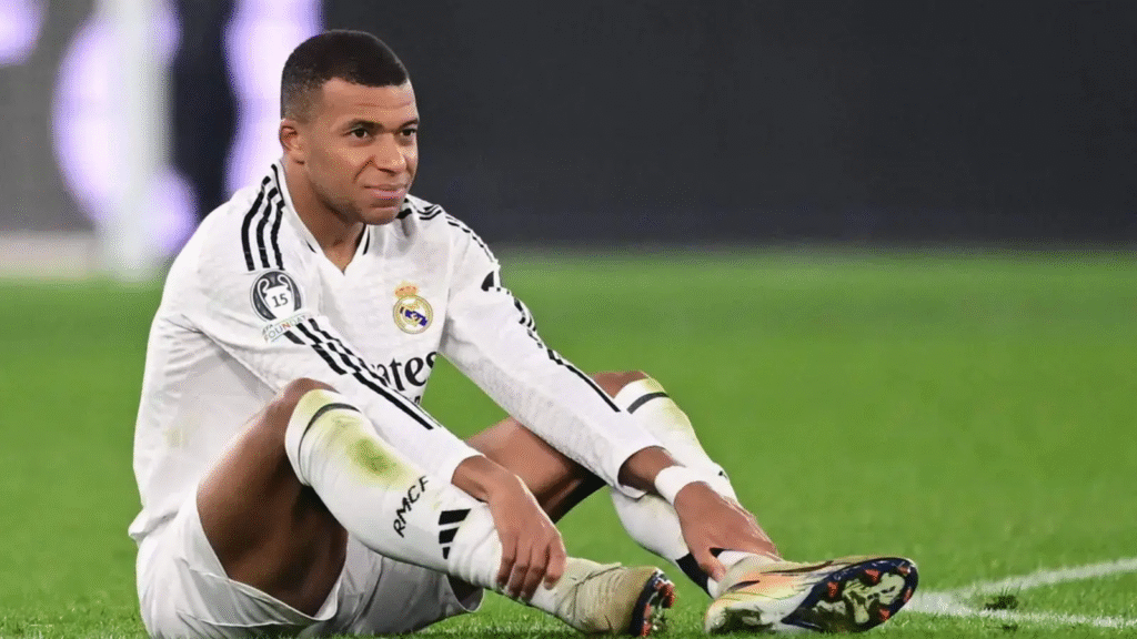 Kylian Mbappe injured on the pitched
