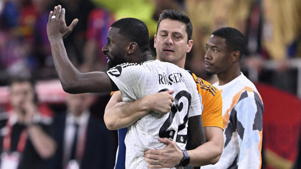 Real madrid controversy as Rudiger argues with referee