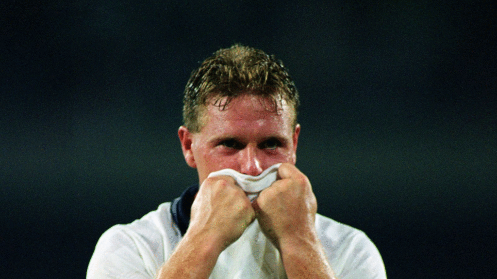 Paul Gascoigne in tears after the 1990 World Cup semifinal.