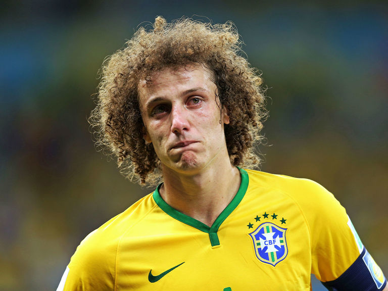 Brazil captain David Luiz in tears after losing to Germany 7-1 in the semifinal of the 2014 World Cup