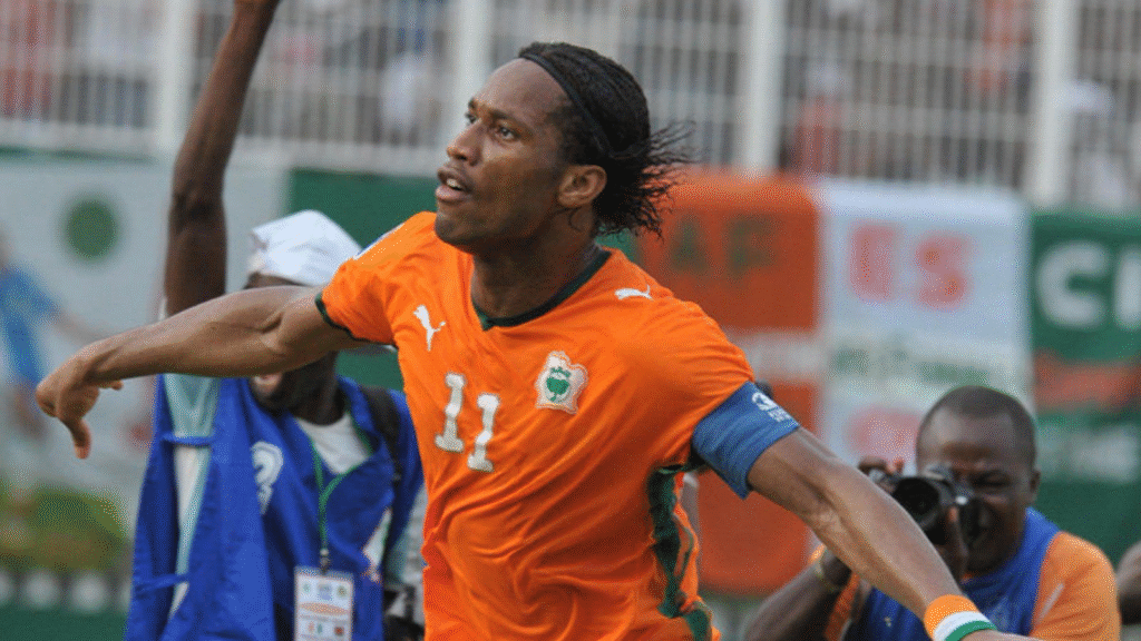 Didier Drogba celebrates his goal