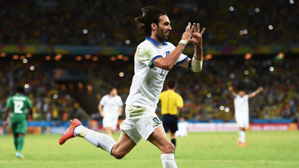 Georgios Samaras celebrates giving Greece the lead