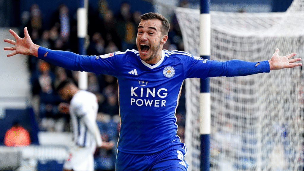 Winks celebrates scoring a goal