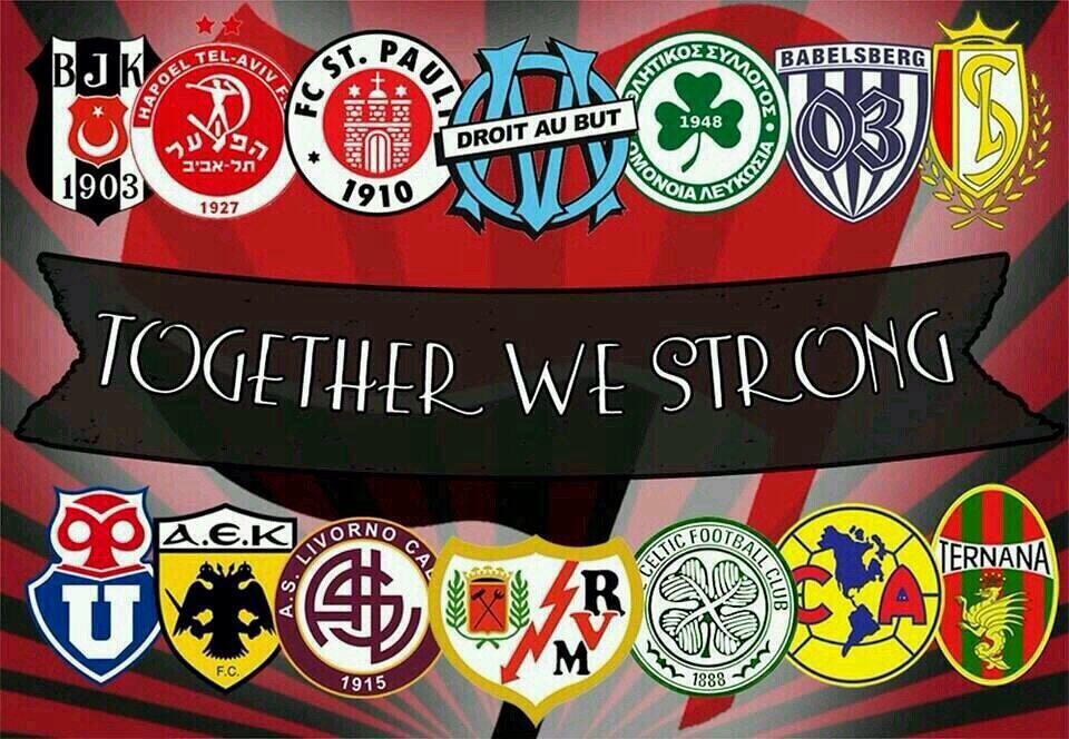 The logos of some antifa clubs in Europe