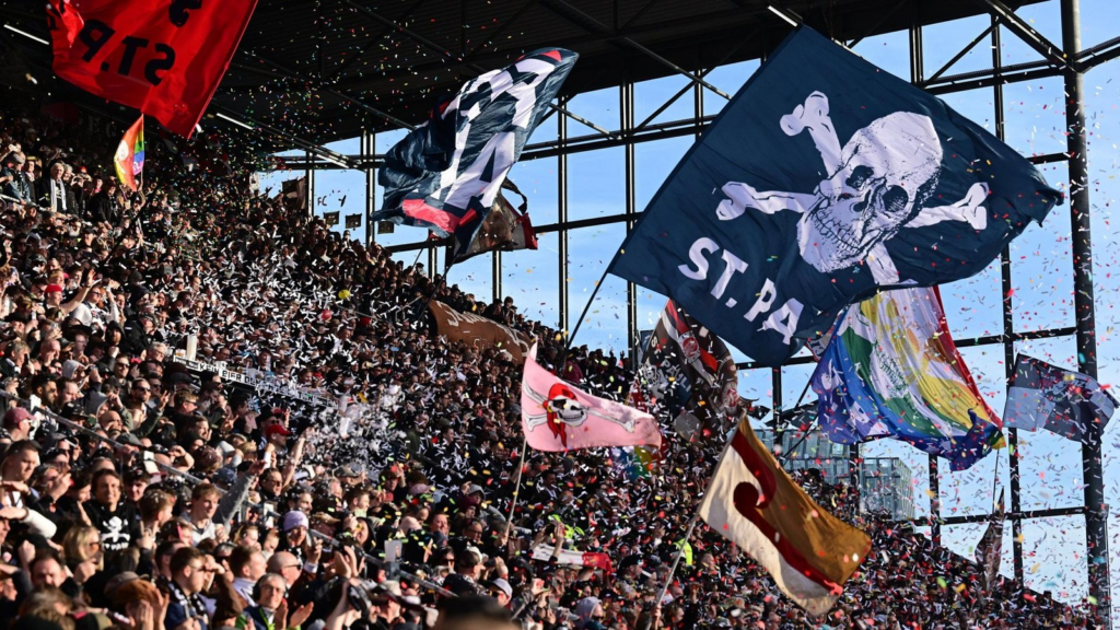 St. Pauli fans watching a game in the stadium