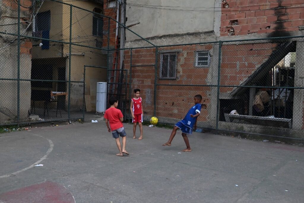 Children playing soccer in one of Brazil's slum neighborhood