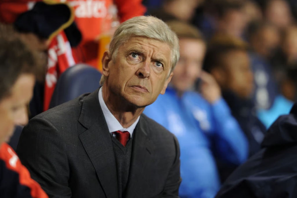 Arsène Wenger looks on from the bench at the Emirates Stadium