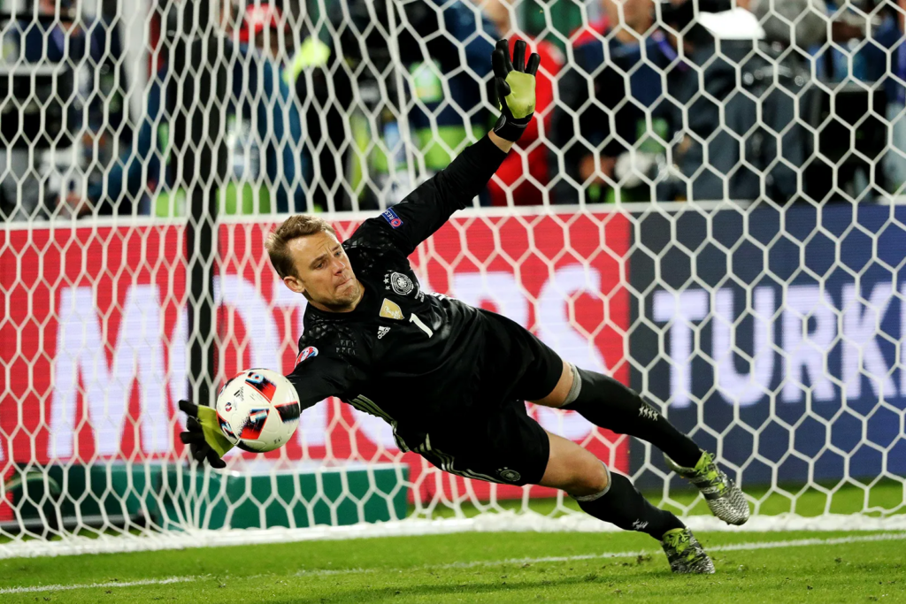 Manuel Neuer making a save for Germany