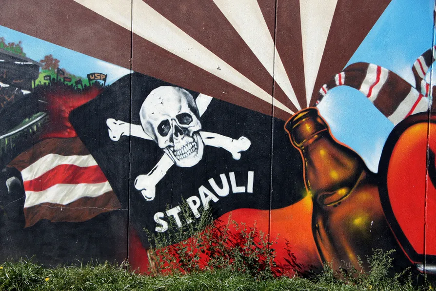 A mural depicting the image of St. Pauli's flag