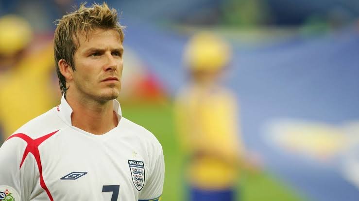 David Beckham before an England game