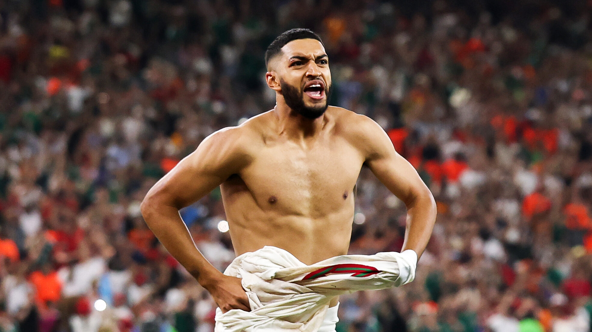 Saibari celebrating a goal for Morocco at USA 2026