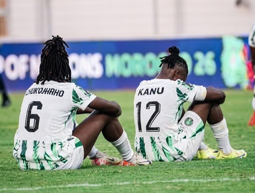 Nigerian players after losing 2027 Women's World Cup play-offs to South Africa