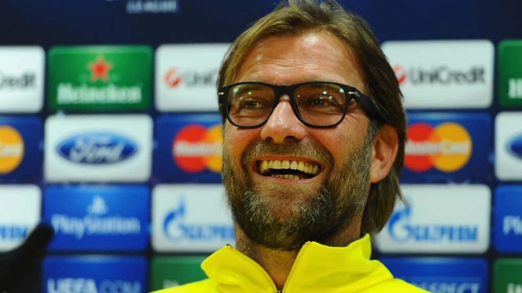 Jürgen Klopp during a UEFA Champions League press conference as Borussia Dortmund manager