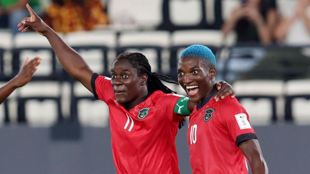 The Malawi National Team celebrates 3-2 win over Nigeria in the 2026 WAFCON.