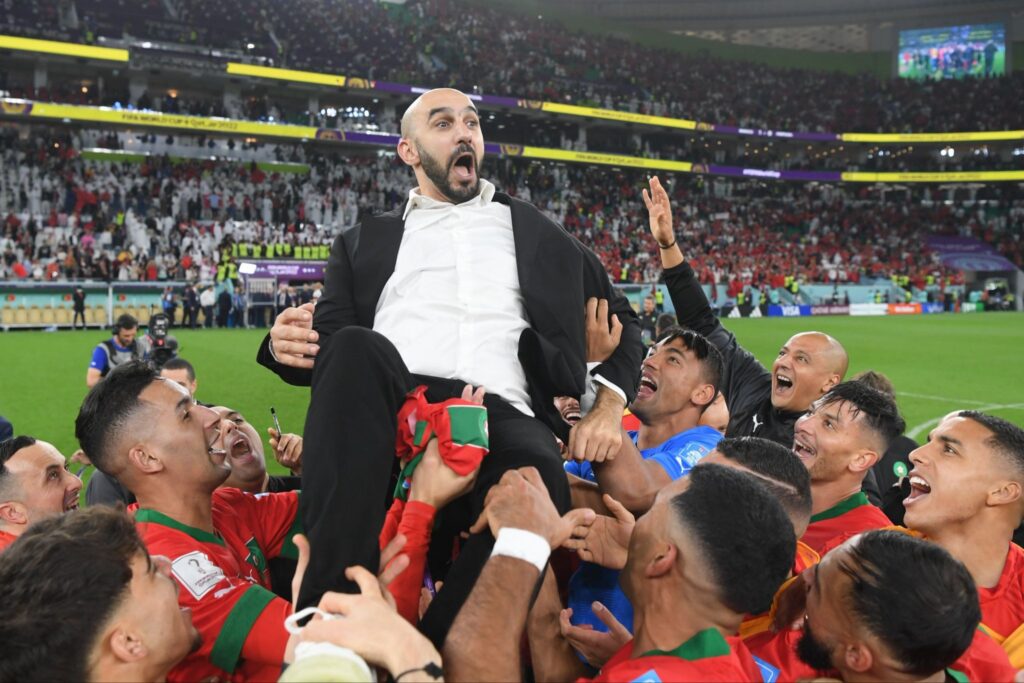 Walid Regragui with the Morocco squad