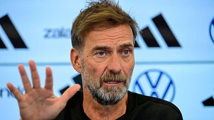 Jürgen Klopp during his first press conference as the Head Coach of the German national team