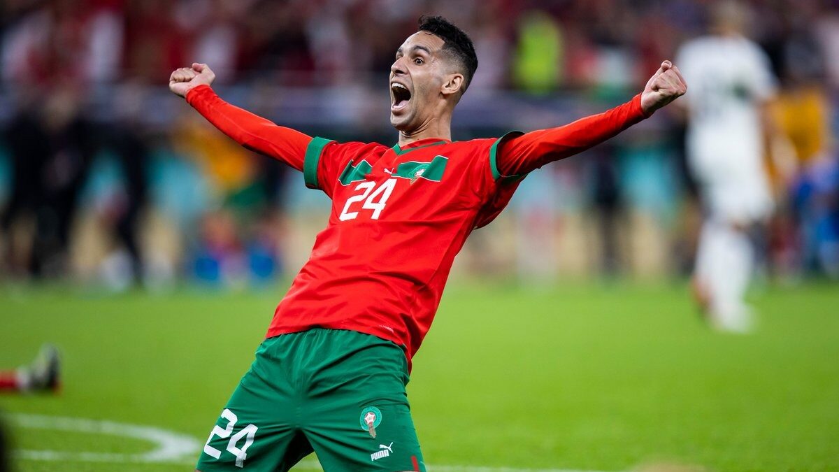 Azzedine Ounahi celebrating at Qatar 2022