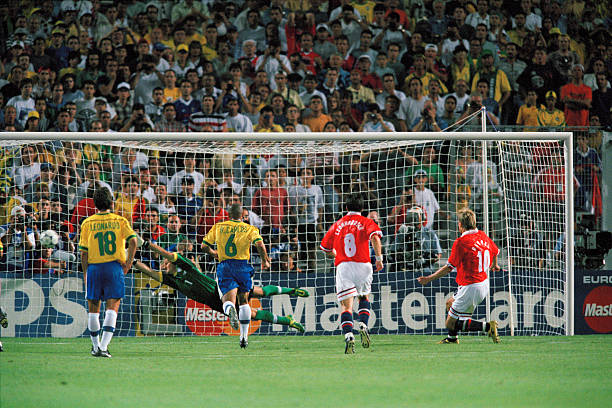 Norway defeats Brazil 2-1 at the 1998 FIFA World Cup, France. 