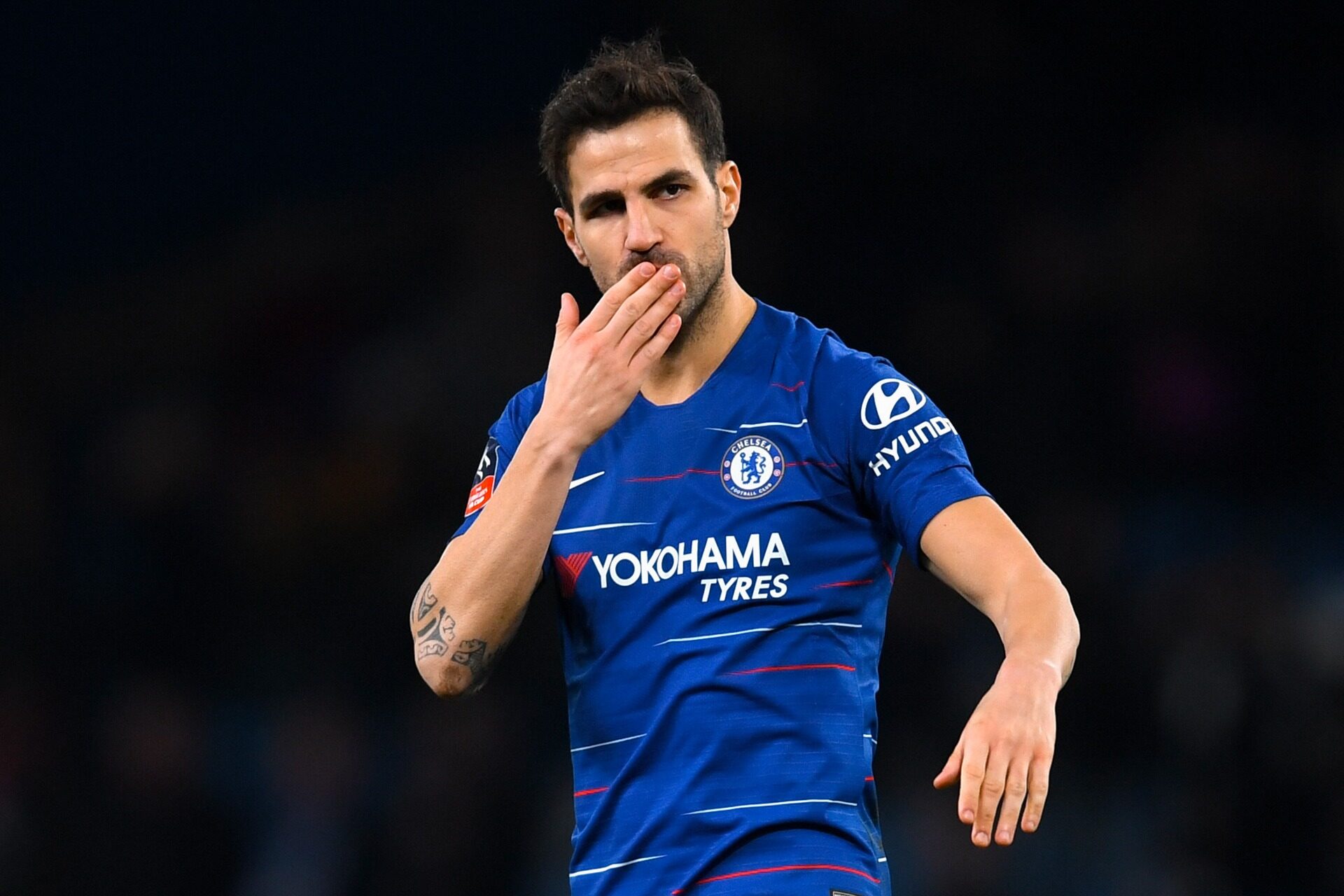 Cesc Fabregas celebrating sfter scoring for Chelsea